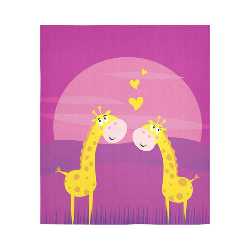 Designers safari edition with Giraffes / yellow old purple Cotton Linen Wall Tapestry 51"x 60"