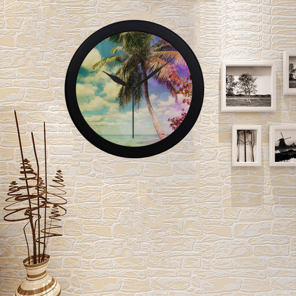 Prismatic Palm Circular Plastic Wall clock