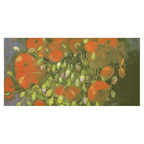 Van Gogh Vase Red Poppies Floral Fine Art Cotton Linen Tablecloth 60"x120"