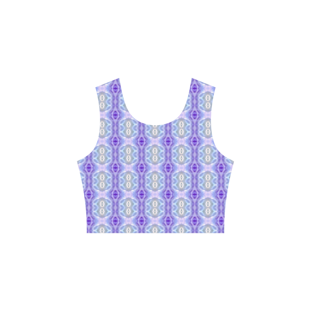 Light Blue Purple White Girly Pattern Sleeveless Ice Skater Dress (D19)