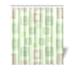 Green and Pink squares, back to 70's Shower Curtain 66"x72"