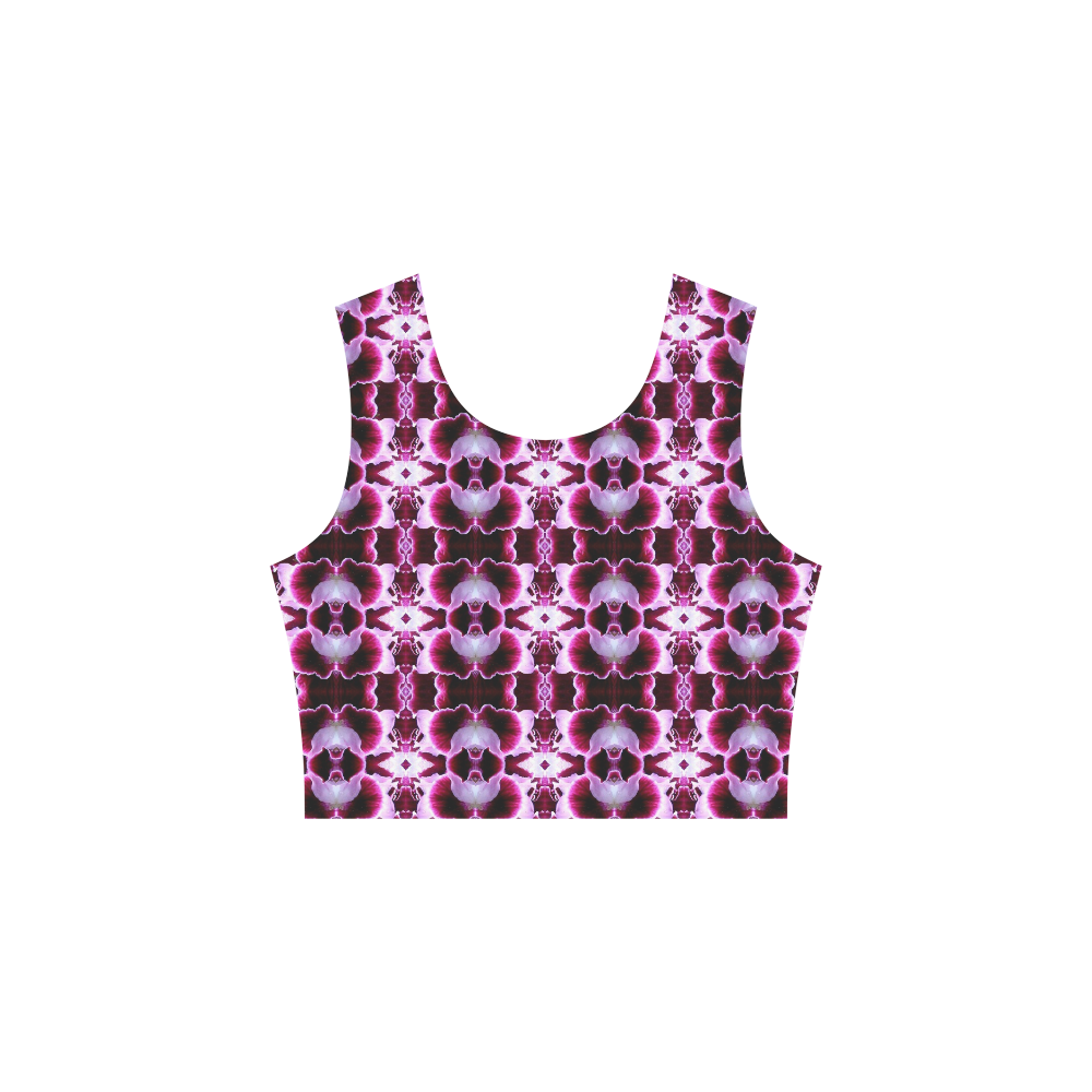 Purple White Flower Abstract Pattern Sleeveless Ice Skater Dress (D19)