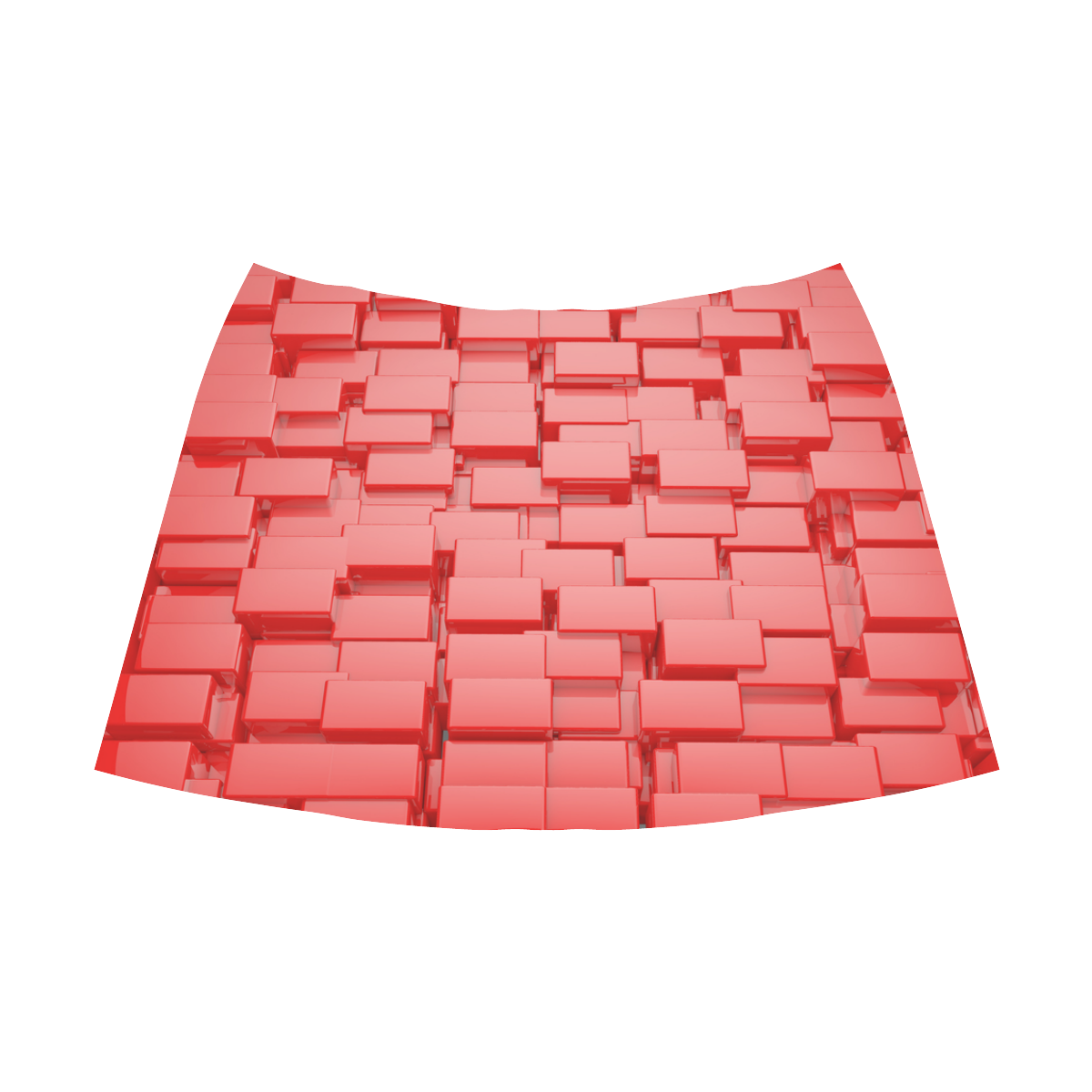 Glossy 3D Red Cubes Geometric Abstract Mnemosyne Women's Crepe Skirt (Model D16)