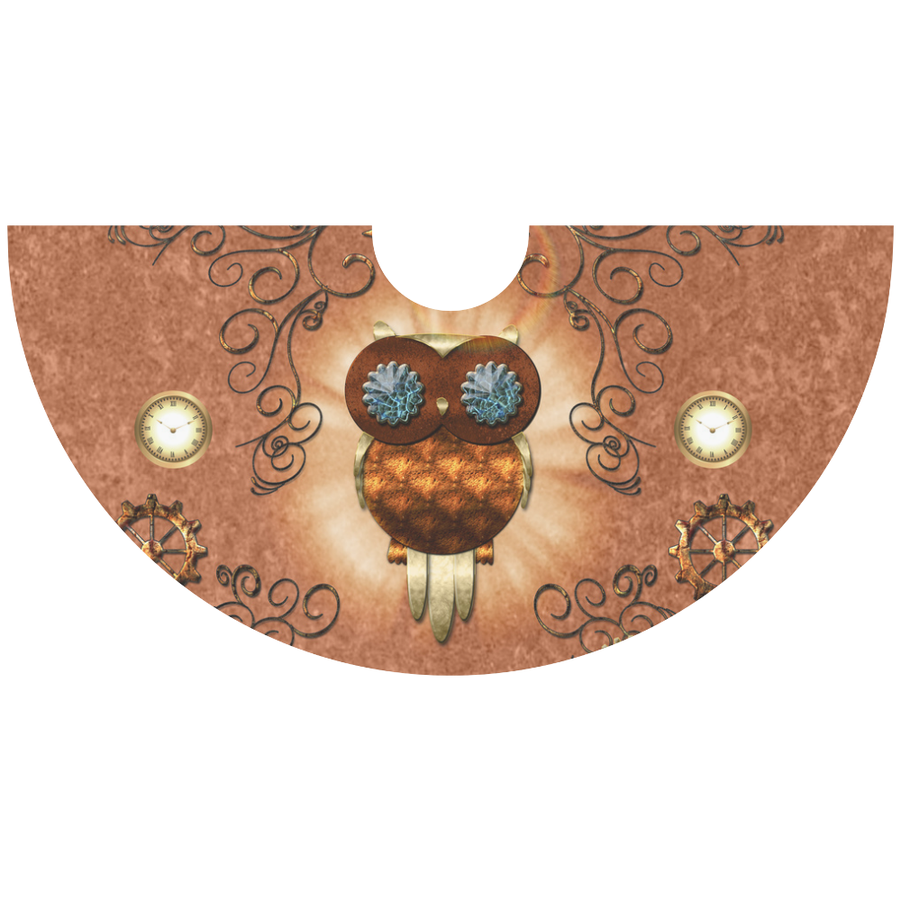 Steampunk, cute owl Elbow Sleeve Ice Skater Dress (D20)