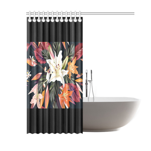 Art Shower curtain with exotic floral art. New in shop BLACK Shower Curtain 60"x72"