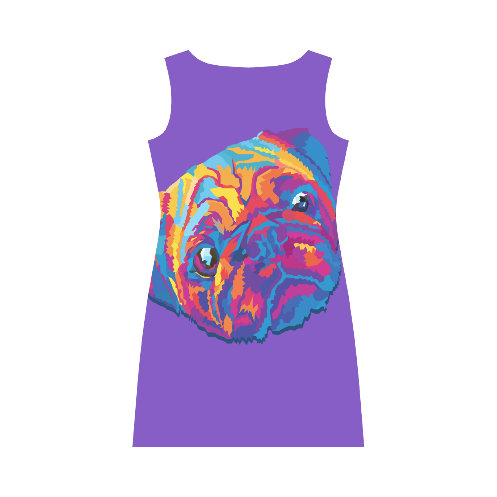 pop art pug Round Collar Dress (D22)
