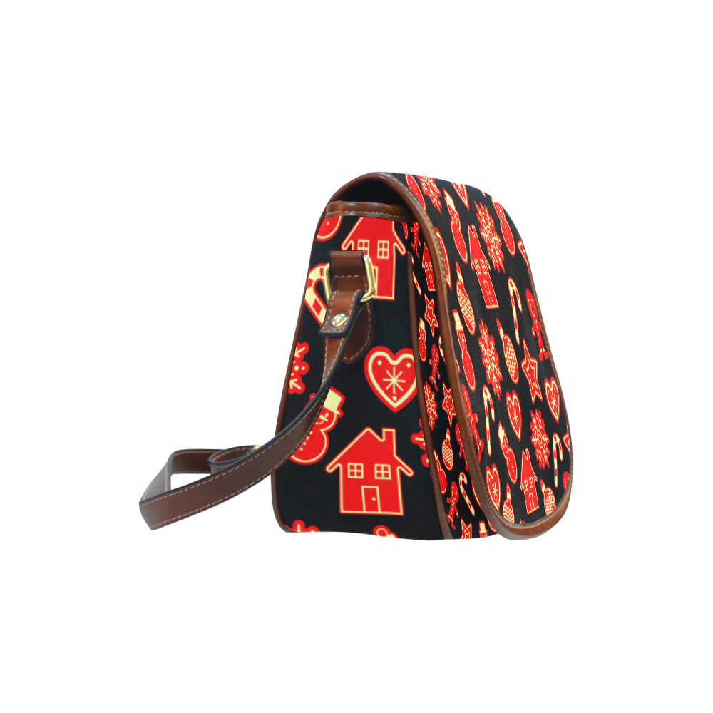 Merry Christmas Gingerbread Cookies Saddle Bag/Small (Model 1649) Full Customization