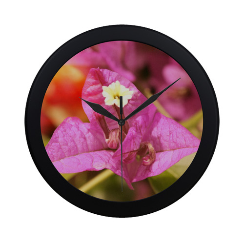 Pink Bougainvillea Circular Plastic Wall clock