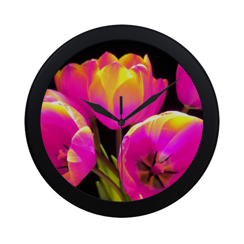 Colorful Tulips Circular Plastic Wall clock