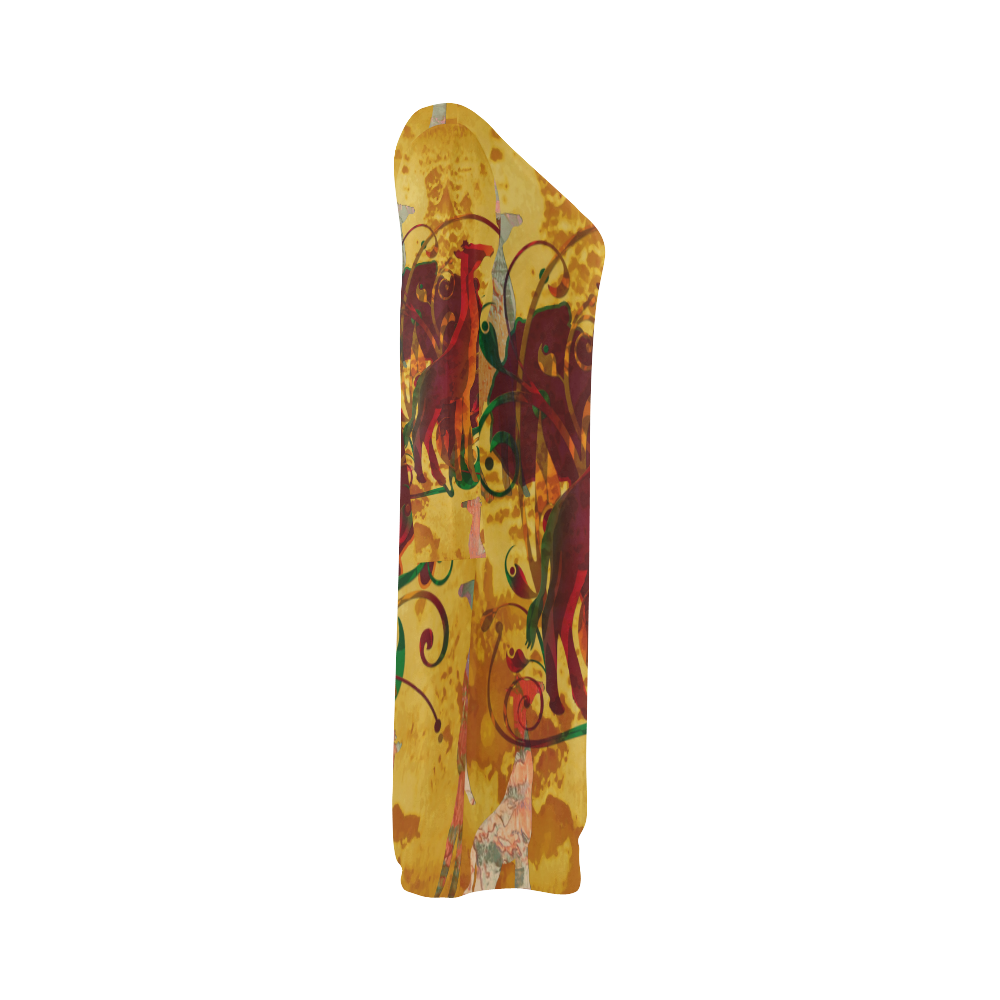 Magic Africa Giraffes Ornaments grunge Bateau A-Line Skirt (D21)