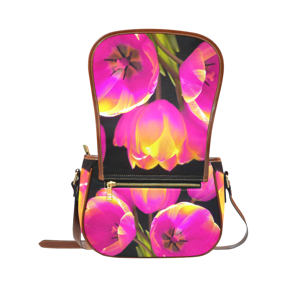 Colorful Tulips Saddle Bag/Small (Model 1649) Full Customization