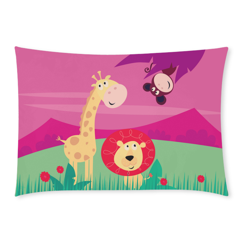 New in shop : Designers art Pillow for Kids rooms with 3 animals Custom Rectangle Pillow Case 20x30 (One Side)