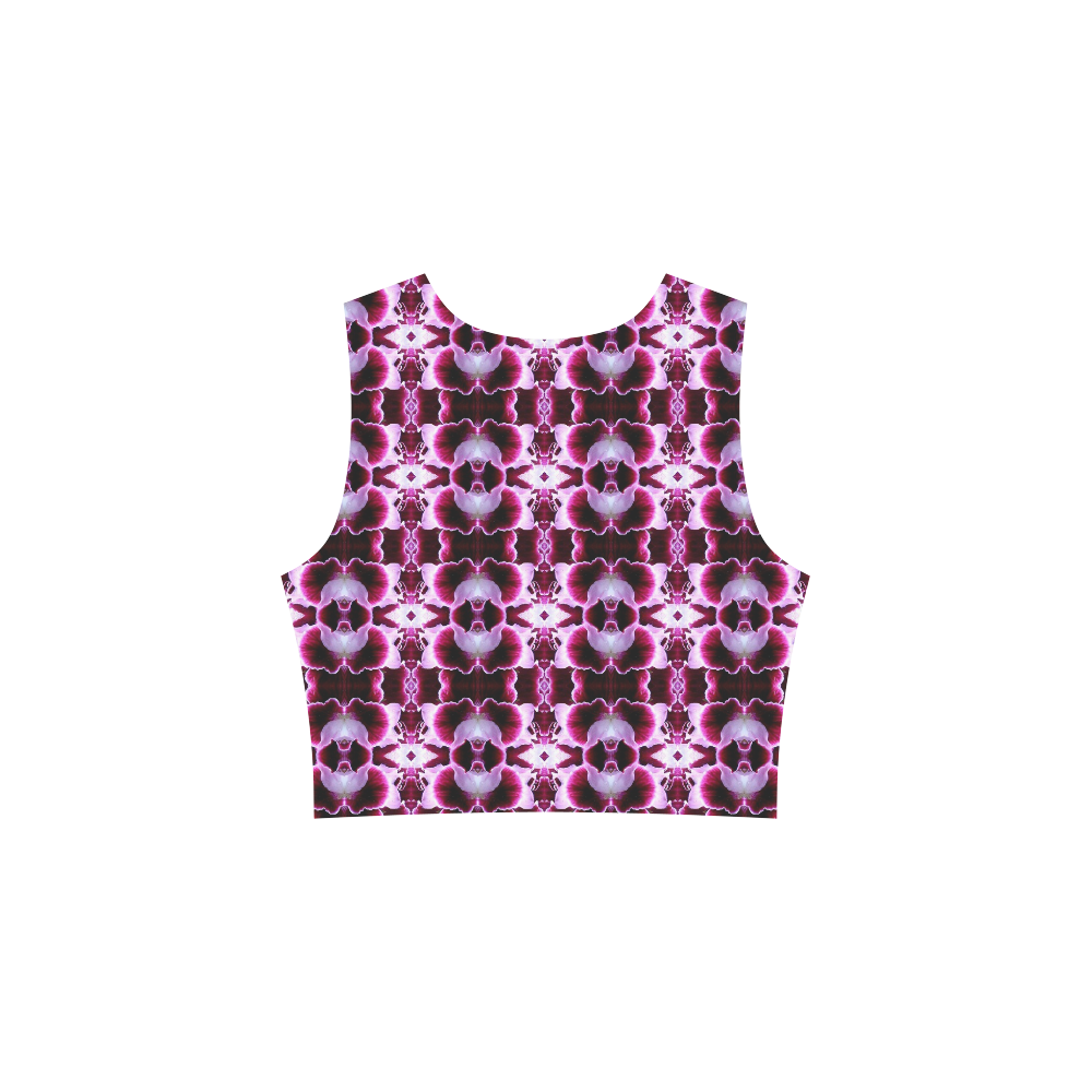 Purple White Flower Abstract Pattern Sleeveless Ice Skater Dress (D19)