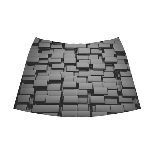 Glossy 3D Black Cubes Geometric Abstract Mnemosyne Women's Crepe Skirt (Model D16)