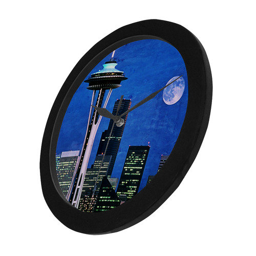 Seattle Space Needle Watercolor Circular Plastic Wall clock