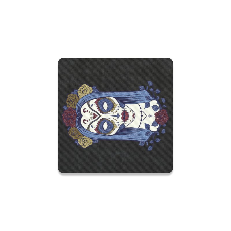 Dark gothic rose sugar skull Square Coaster