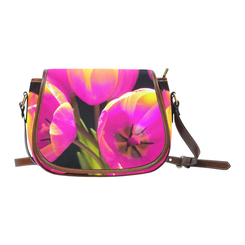 Colorful Tulips Saddle Bag/Small (Model 1649) Full Customization