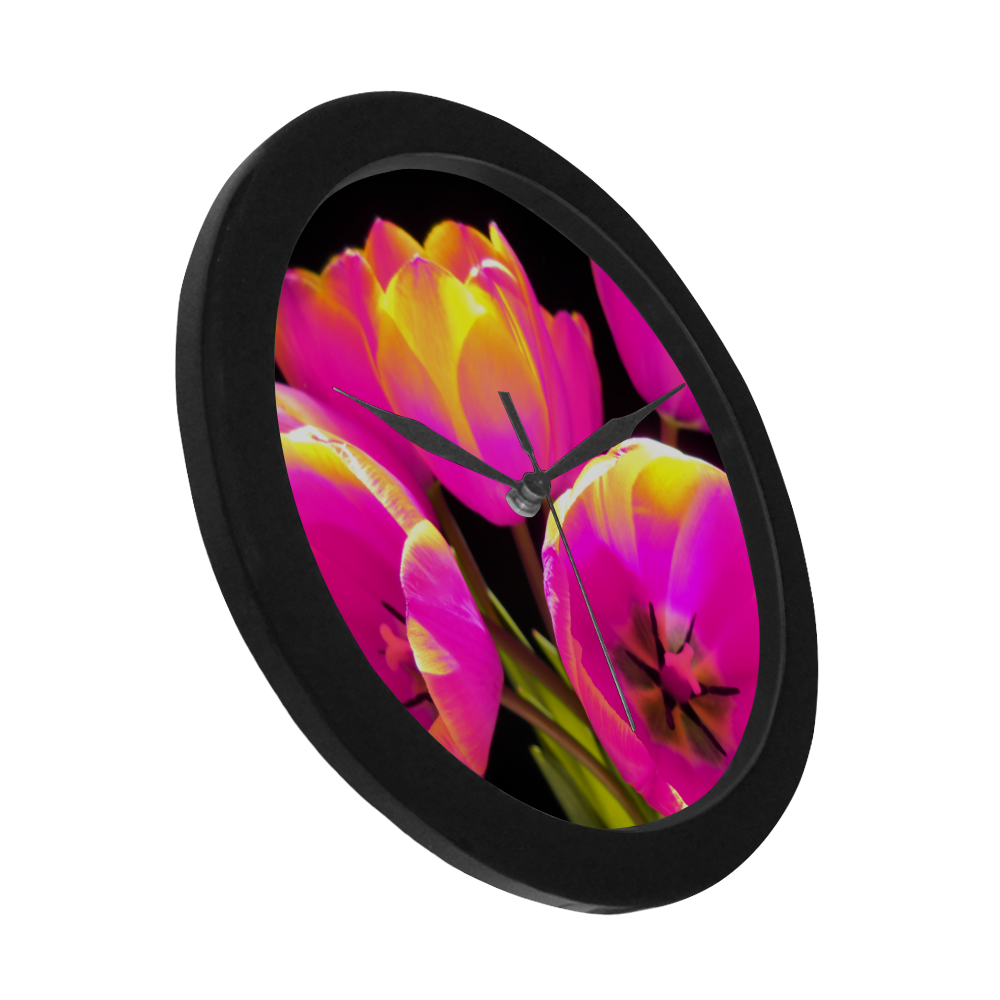 Colorful Tulips Circular Plastic Wall clock