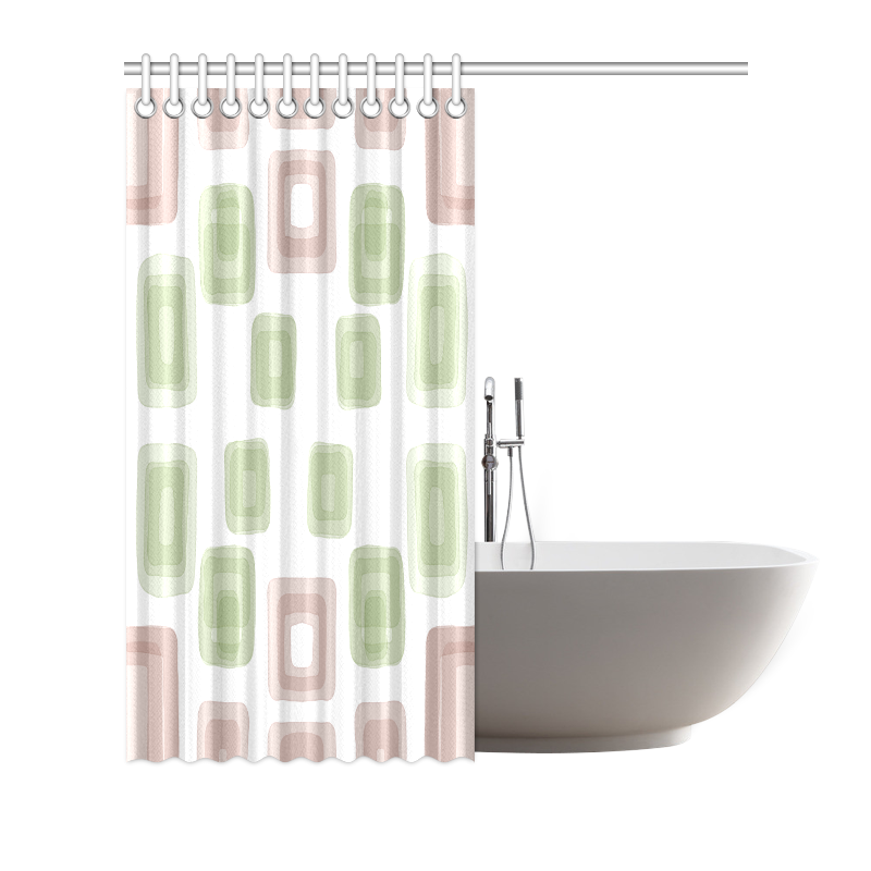 Green and Pink pastel squares, back to 70's Shower Curtain 72"x72"