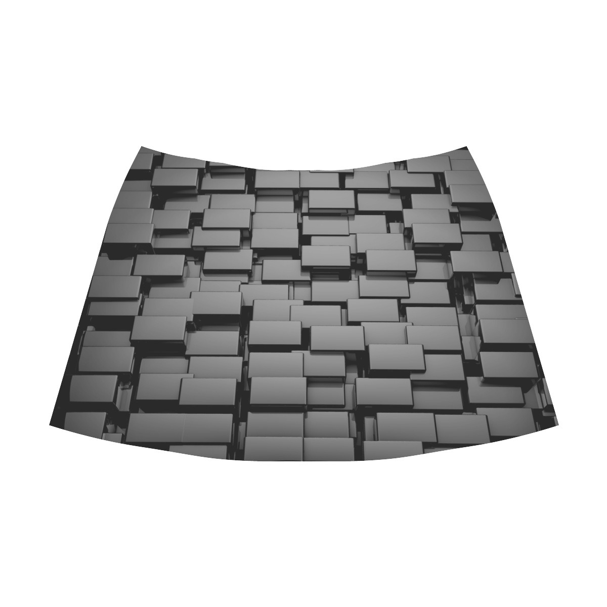 Glossy 3D Black Cubes Geometric Abstract Mnemosyne Women's Crepe Skirt (Model D16)