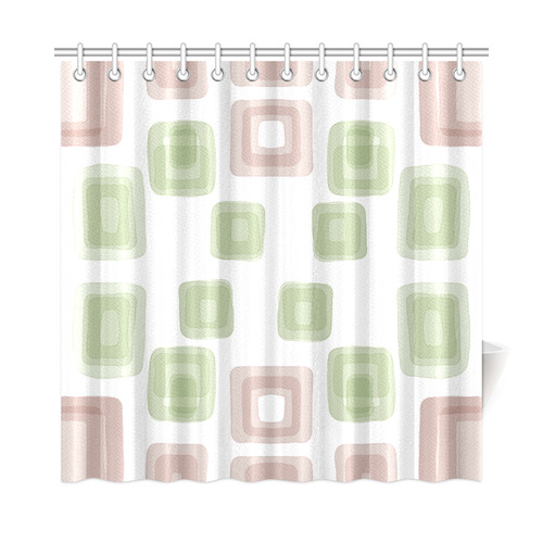 Green and Pink pastel squares, back to 70's Shower Curtain 72"x72"