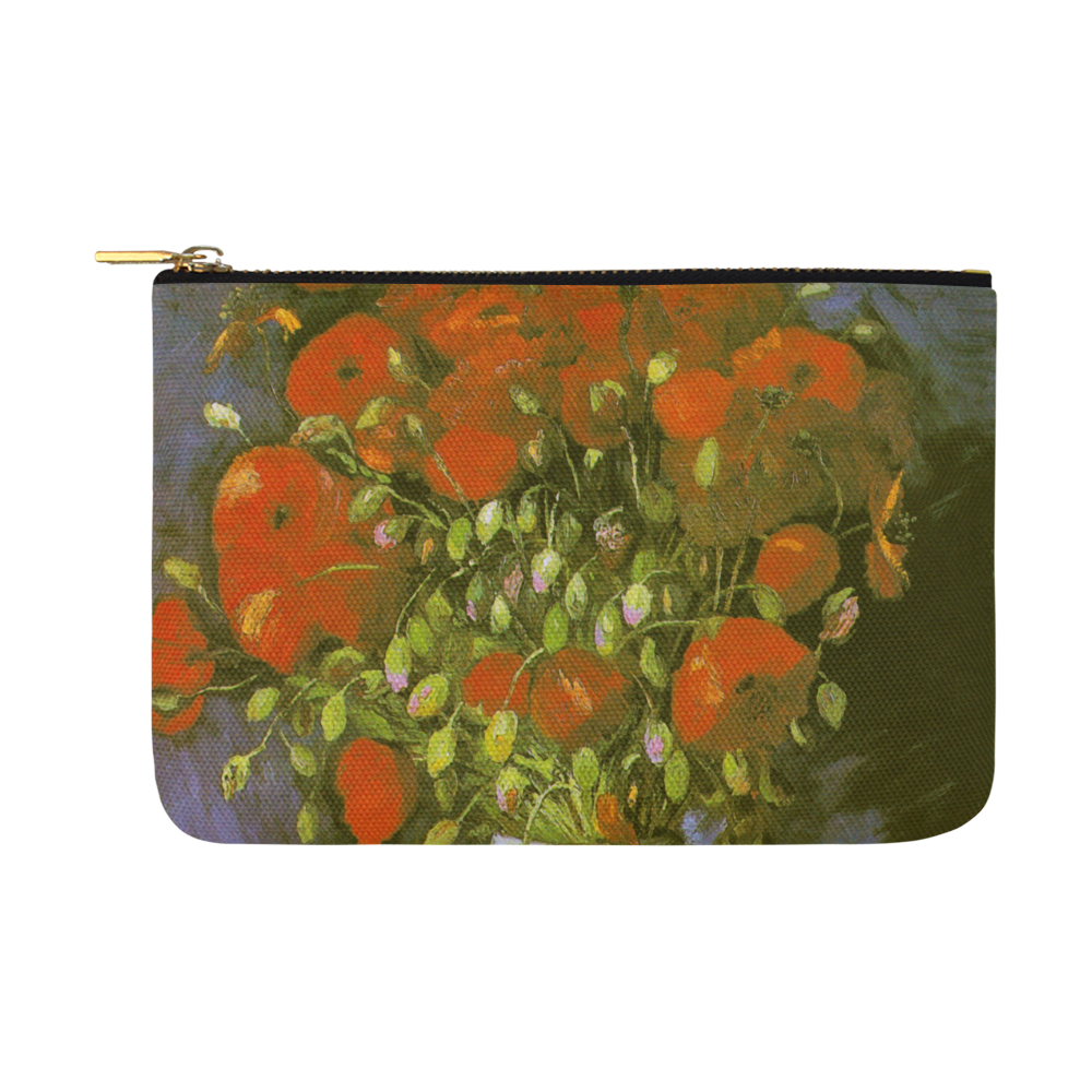 Van Gogh Vase Red Poppies Floral Fine Art Carry-All Pouch 12.5''x8.5''