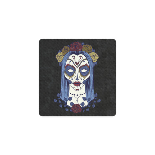 Dark gothic rose sugar skull Square Coaster