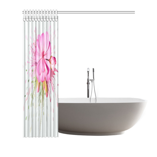 Pink flower color splash - watercolor Shower Curtain 72"x72"