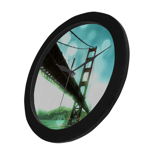 Green Bokeh Golden Gate Bridge Circular Plastic Wall clock