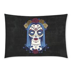 Dark gothic rose sugar skull Custom Rectangle Pillow Case 20x30 (One Side)