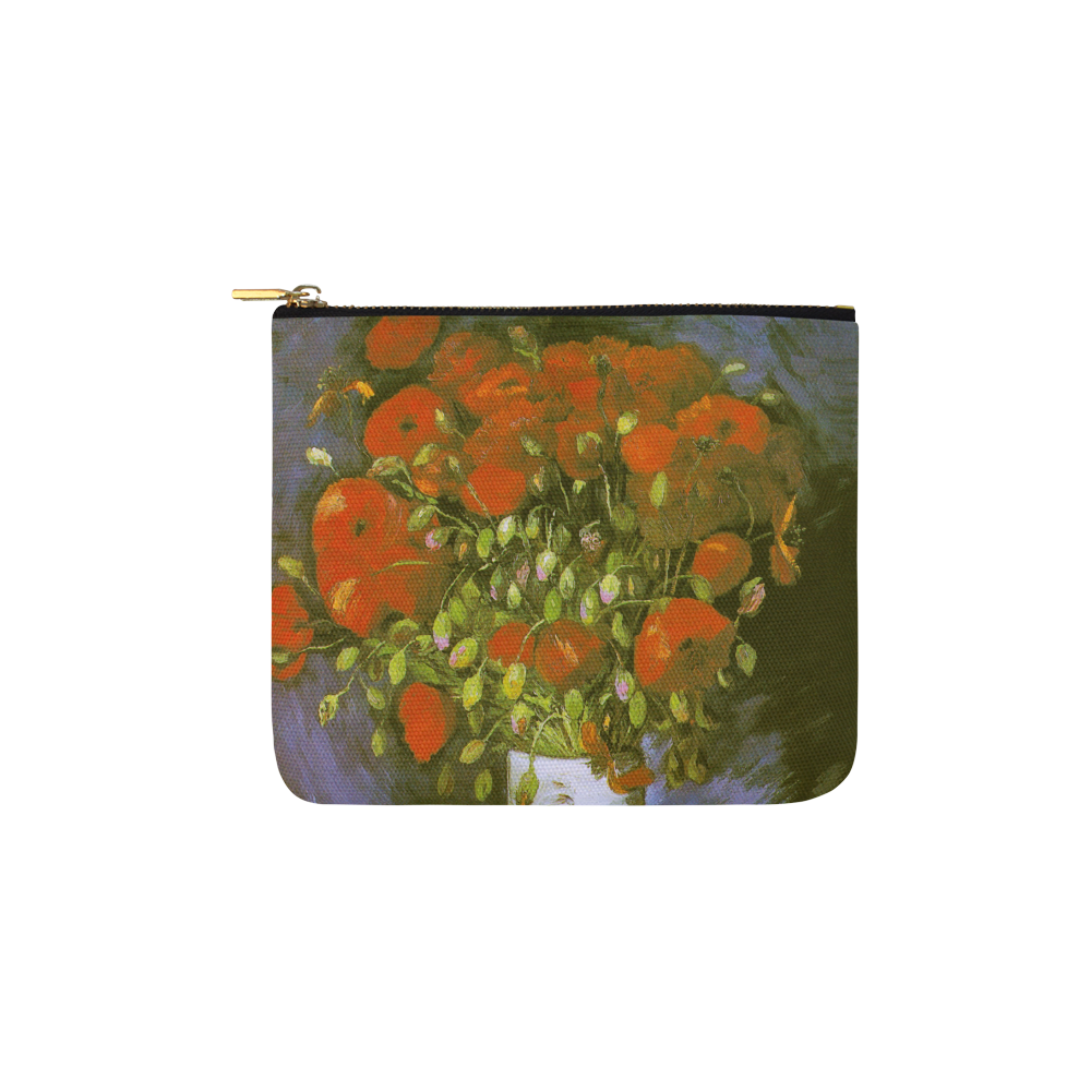 Van Gogh Vase Red Poppies Floral Fine Art Carry-All Pouch 6''x5''