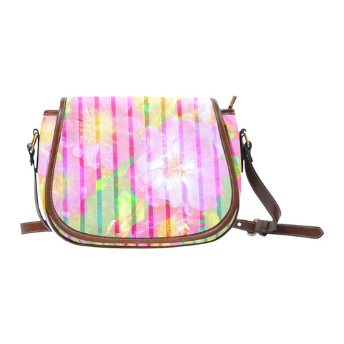 Colorful Flowers Saddle Bag/Small (Model 1649) Full Customization
