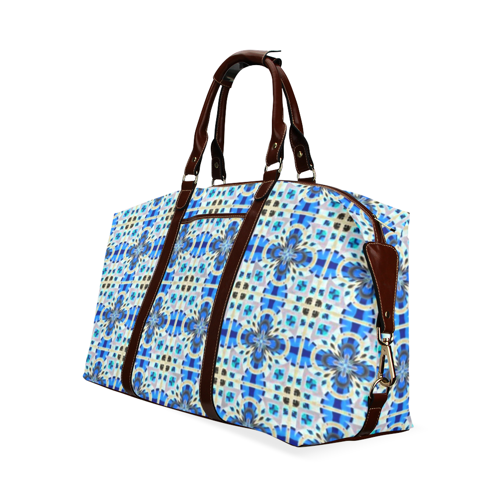 Blue Floral Classic Travel Bag (Model 1643) Remake