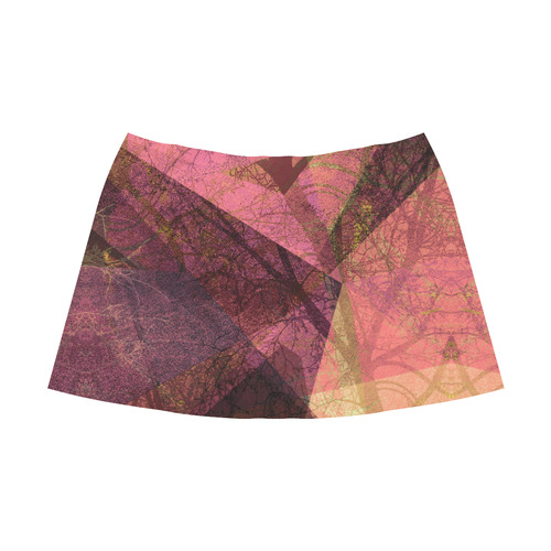 Maroon Pink PATTERN GARDEN NO5L Mnemosyne Women's Crepe Skirt (Model D16)