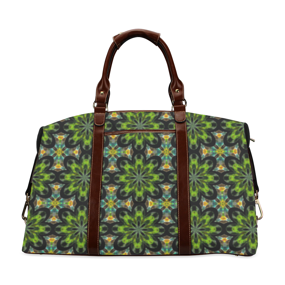 Black and Green Geometric Classic Travel Bag (Model 1643) Remake
