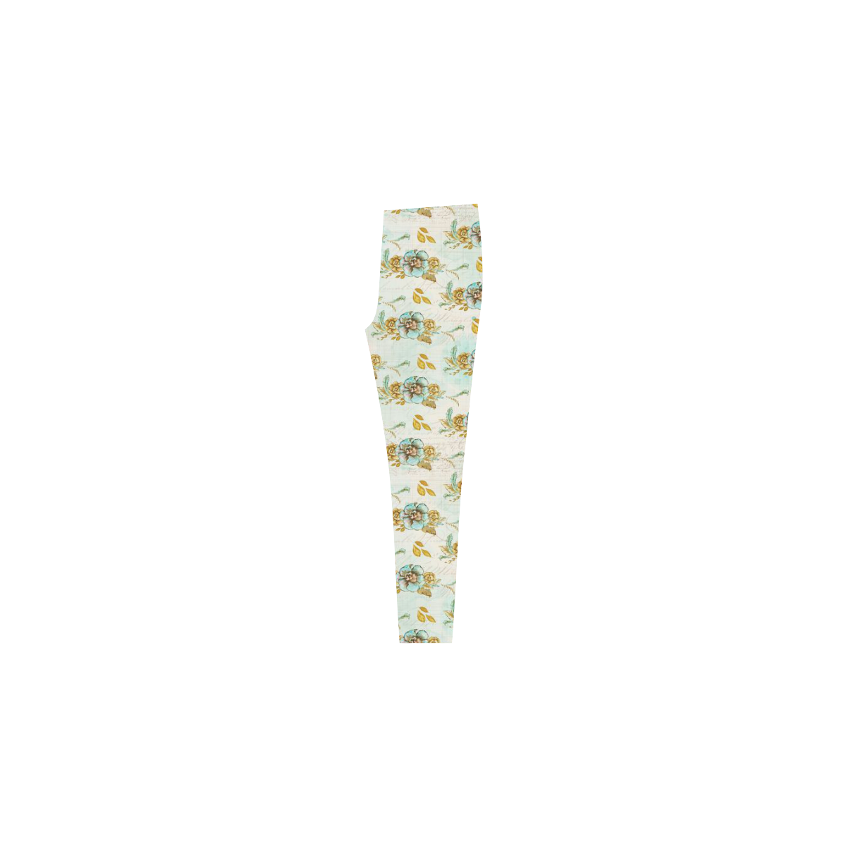 watercolor flowers mint gold Cassandra Women's Leggings (Model L01)