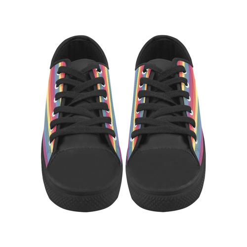 Rainbow Stripes Microfiber Leather Men's Shoes/Large Size (Model 031)