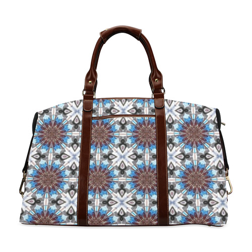 Blue Floral Geometric Classic Travel Bag (Model 1643) Remake