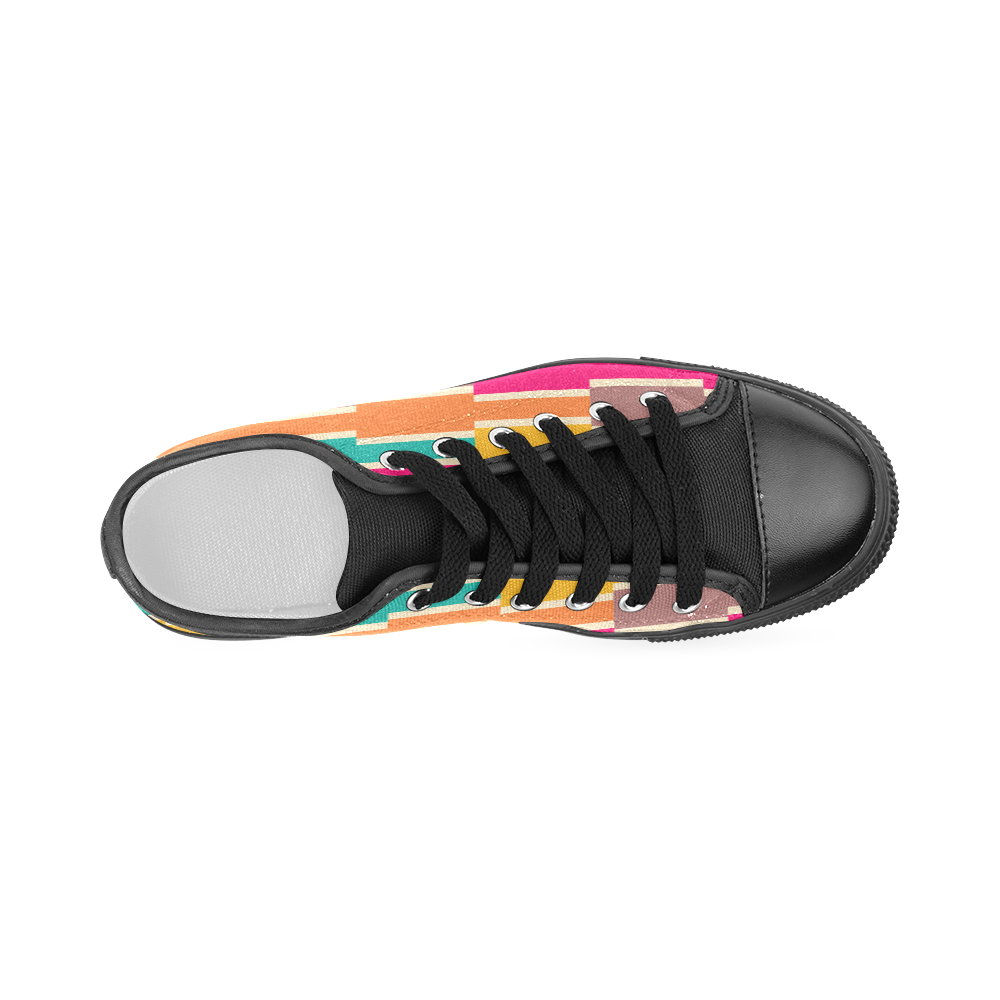 Connected colorful rectangles Women's Classic Canvas Shoes (Model 018)