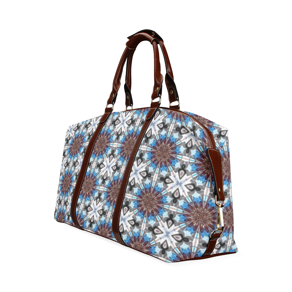 Blue Floral Geometric Classic Travel Bag (Model 1643) Remake
