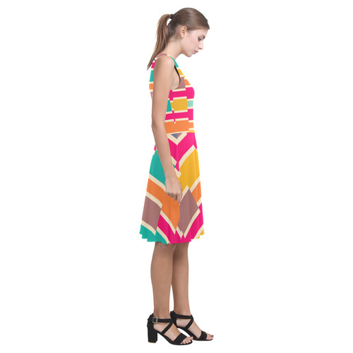 Connected colorful rectangles Atalanta Casual Sundress(Model D04)