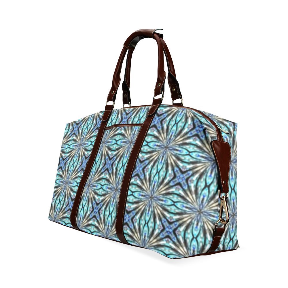 Blue Aqua Floral Classic Travel Bag (Model 1643) Remake