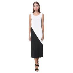 Diagonally Black and White Phaedra Sleeveless Open Fork Long Dress (Model D08)