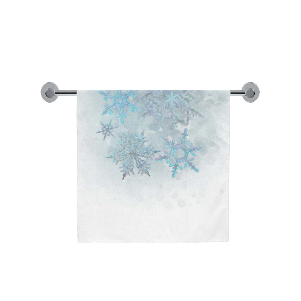 Snowflakes, snow, white and blue Bath Towel 30"x56"