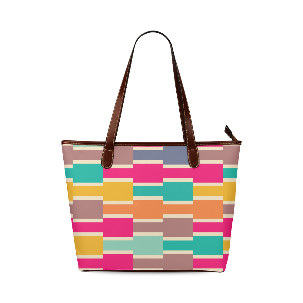 Connected colorful rectangles Shoulder Tote Bag (Model 1646)