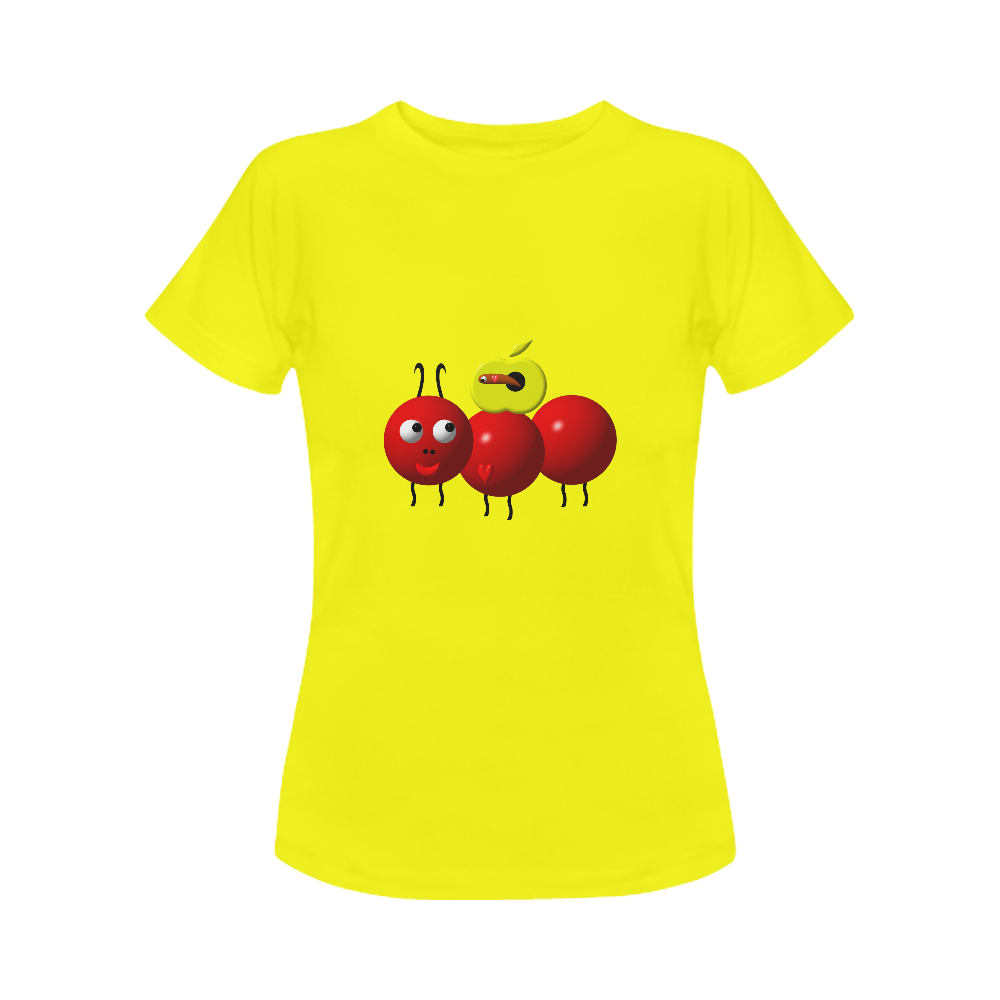 Cute Critters With Heart: Ant & Apple Women's Classic T-Shirt (Model T17）
