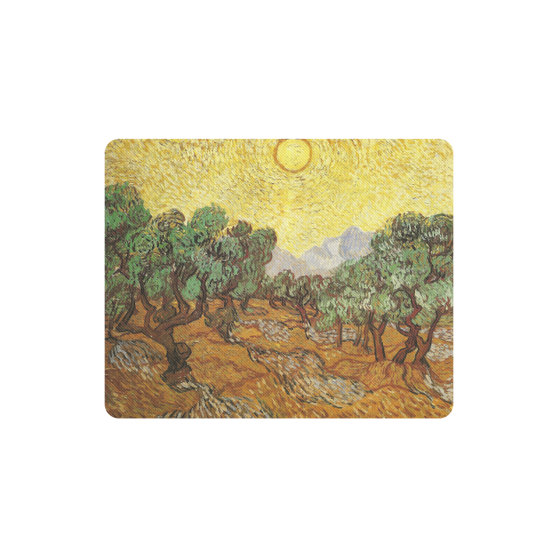 Van Gogh Olive Trees Yellow Sky Sun Rectangle Mousepad