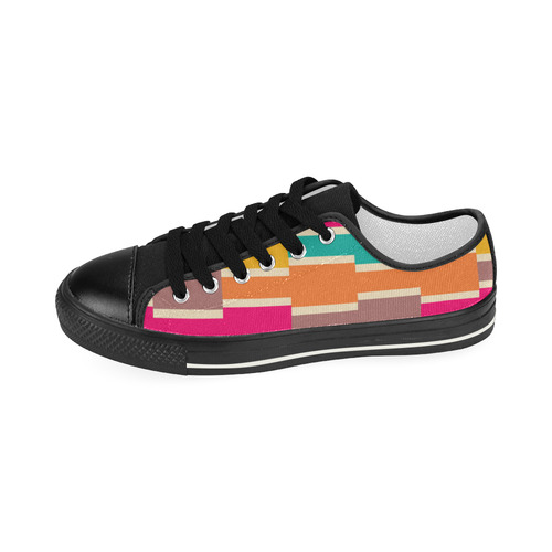 Connected colorful rectangles Women's Classic Canvas Shoes (Model 018)