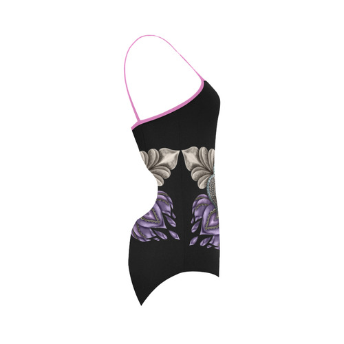 Amethyst Lotus Black Strap Swimsuit ( Model S05)