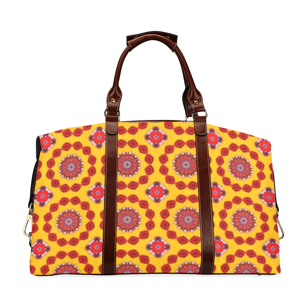 Yellow and Red Geometric Pattern Classic Travel Bag (Model 1643) Remake